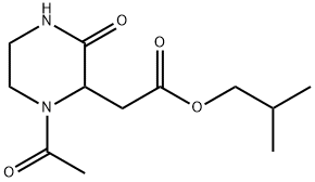 isobutyl (1-acetyl-3-oxo-2-piperazinyl)acetate Struktur