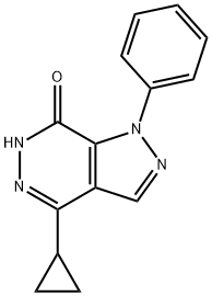 4-cyclopropyl-1-phenyl-1,6-dihydro-7H-pyrazolo[3,4-d]pyridazin-7-one, 1105197-41-8, 結(jié)構(gòu)式
