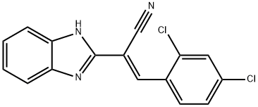 (E)-2-(1H-benzimidazol-2-yl)-3-(2,4-dichlorophenyl)prop-2-enenitrile Struktur