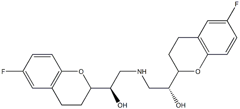 (1R)-1-[(2S)-6-fluoro-3,4-dihydro-2H-chromen-2-yl]-2-[[(2S)-2-[(2R)-6-fluoro-3,4-dihydro-2H-chromen-2-yl]-2-hydroxyethyl]amino]ethanol Struktur