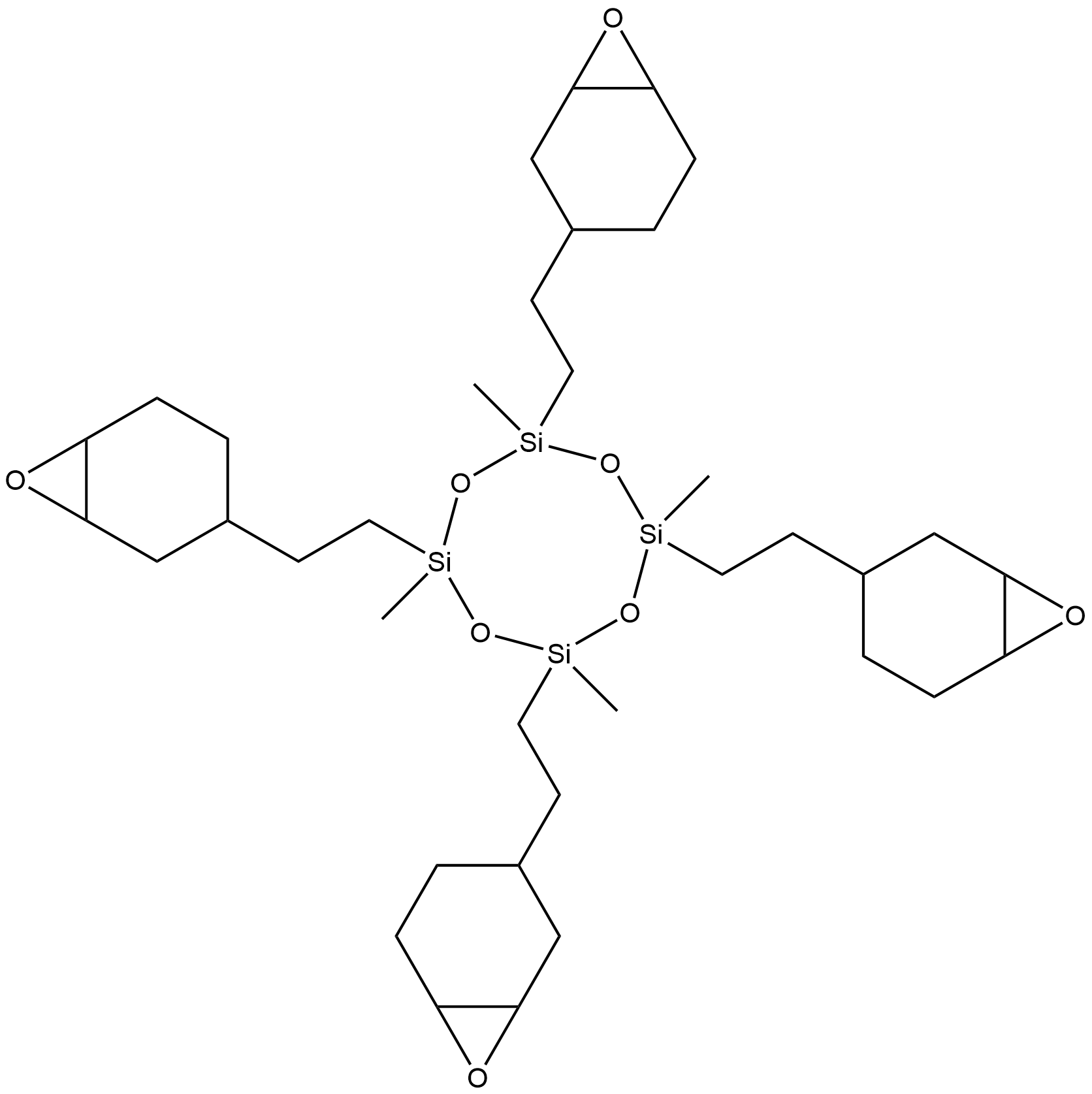 tetrakis[(epoxycyclohexyl)ethyl]tetramethylcyclotetrasiloxane Struktur