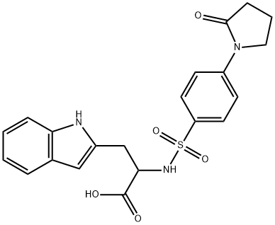 3-(1H-Indol-2-yl)-2-[4-(2-oxo-pyrrolidin-1-yl)-benzenesulfonylamino]-propionic acid Struktur