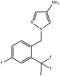 1-{[4-fluoro-2-(trifluoromethyl)phenyl]methyl}-1H-pyrazol-4-amine Struktur