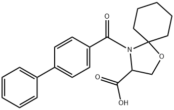 4-{[1,1-biphenyl]-4-carbonyl}-1-oxa-4-azaspiro[4.5]decane-3-carboxylic acid Struktur