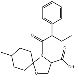 8-methyl-4-(2-phenylbutanoyl)-1-oxa-4-azaspiro[4.5]decane-3-carboxylic acid Struktur