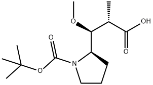 (2S,3R)-3-((S)-1-(tert-butoxycarbonyl)pyrrolidin-2-yl)-3-methoxy-2-methylpropanoic acid Struktur