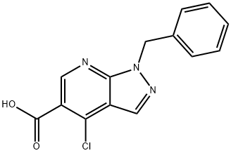1-BENZYL-4-CHLORO-1H-PYRAZOLO[3,4-B]PYRIDINE-5-CARBOXYLIC ACID Struktur