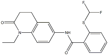 2-(difluoromethylsulfanyl)-N-(1-ethyl-2-oxo-3,4-dihydroquinolin-6-yl)benzamide Struktur