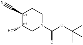 1-piperidinecarboxylic acid, 4-cyano-3-hydroxy-, 1,1-dimethylethyl ester, trans-, 188879-53-0, 結(jié)構(gòu)式