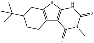 7-tert-Butyl-2-mercapto-3-methyl-5,6,7,8-tetrahydro-3H-benzo[4,5]thieno[2,3-d]pyrimidin-4-one Struktur