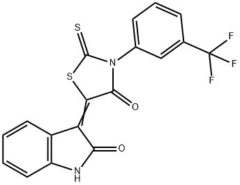 (Z)-5-(2-oxoindolin-3-ylidene)-2-thioxo-3-(3-(trifluoromethyl)phenyl)thiazolidin-4-one Struktur