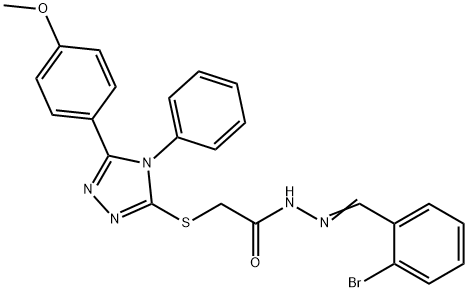 N-[(E)-(2-bromophenyl)methylideneamino]-2-[[5-(4-methoxyphenyl)-4-phenyl-1,2,4-triazol-3-yl]sulfanyl]acetamide Struktur