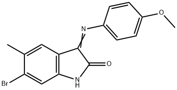 6-bromo-3-[(4-methoxyphenyl)imino]-5-methyl-1,3-dihydro-2H-indol-2-one Struktur
