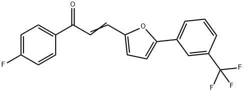 1-(4-Fluoro-phenyl)-3-[5-(3-trifluoromethyl-phenyl)-furan-2-yl]-propenone Struktur