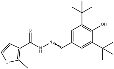 N'-[(E)-(3,5-di-tert-butyl-4-hydroxyphenyl)methylidene]-2-methylfuran-3-carbohydrazide Struktur