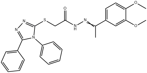 N-[(E)-1-(3,4-dimethoxyphenyl)ethylideneamino]-2-[(4,5-diphenyl-1,2,4-triazol-3-yl)sulfanyl]acetamide Struktur