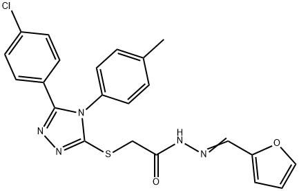 2-[[5-(4-chlorophenyl)-4-(4-methylphenyl)-1,2,4-triazol-3-yl]sulfanyl]-N-[(E)-furan-2-ylmethylideneamino]acetamide Struktur