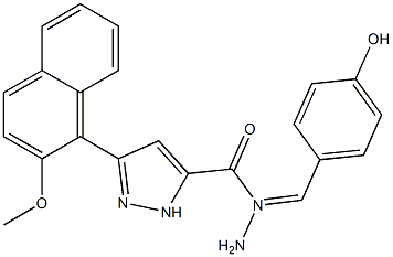 (E)-N-(4-hydroxybenzylidene)-3-(2-methoxynaphthalen-1-yl)-1H-pyrazole-5-carbohydrazide Struktur