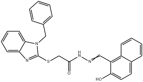 2-[(1-benzyl-1H-benzimidazol-2-yl)sulfanyl]-N'-[(E)-(2-hydroxynaphthalen-1-yl)methylidene]acetohydrazide Structure