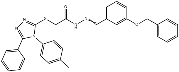 2-[[4-(4-methylphenyl)-5-phenyl-1,2,4-triazol-3-yl]sulfanyl]-N-[(E)-(3-phenylmethoxyphenyl)methylideneamino]acetamide Struktur