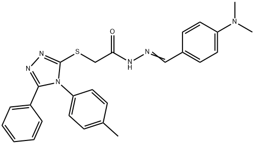 N-[(E)-[4-(dimethylamino)phenyl]methylideneamino]-2-[[4-(4-methylphenyl)-5-phenyl-1,2,4-triazol-3-yl]sulfanyl]acetamide Structure
