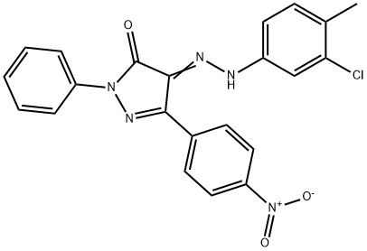 4-[(3-chloro-4-methylphenyl)hydrazono]-5-(4-nitrophenyl)-2-phenyl-2,4-dihydro-3H-pyrazol-3-one Struktur