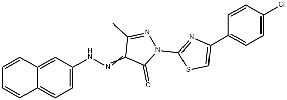 2-[4-(4-chlorophenyl)-1,3-thiazol-2-yl]-5-methyl-4-(2-naphthylhydrazono)-2,4-dihydro-3H-pyrazol-3-one Struktur