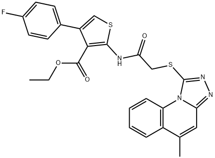 ethyl 4-(4-fluorophenyl)-2-(2-((5-methyl-[1,2,4]triazolo[4,3-a]quinolin-1-yl)thio)acetamido)thiophene-3-carboxylate|