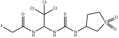 2-fluoro-N-[2,2,2-trichloro-1-[(1,1-dioxothiolan-3-yl)carbamothioylamino]ethyl]acetamide Struktur