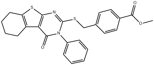 methyl 4-(((4-oxo-3-phenyl-3,4,5,6,7,8-hexahydrobenzo[4,5]thieno[2,3-d]pyrimidin-2-yl)thio)methyl)benzoate Structure