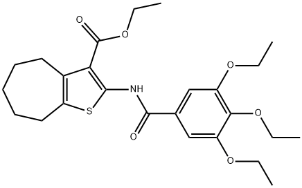 ethyl 2-(3,4,5-triethoxybenzamido)-5,6,7,8-tetrahydro-4H-cyclohepta[b]thiophene-3-carboxylate Struktur