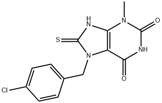 7-(4-chlorobenzyl)-8-mercapto-3-methyl-3,7-dihydro-1H-purine-2,6-dione Struktur