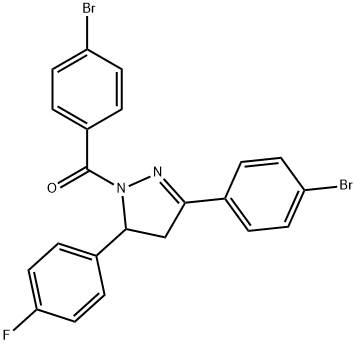 (4-bromophenyl)(3-(4-bromophenyl)-5-(4-fluorophenyl)-4,5-dihydro-1H-pyrazol-1-yl)methanone Struktur