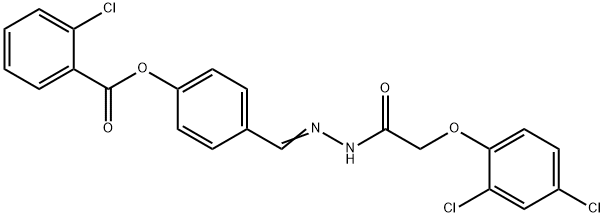 4-[(E)-{2-[(2,4-dichlorophenoxy)acetyl]hydrazinylidene}methyl]phenyl 2-chlorobenzoate Struktur