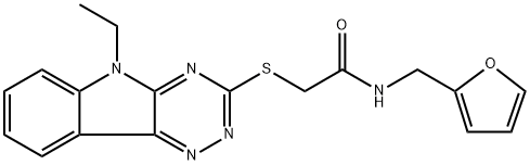 2-[(5-ethyl-5H-[1,2,4]triazino[5,6-b]indol-3-yl)sulfanyl]-N-(furan-2-ylmethyl)acetamide Struktur