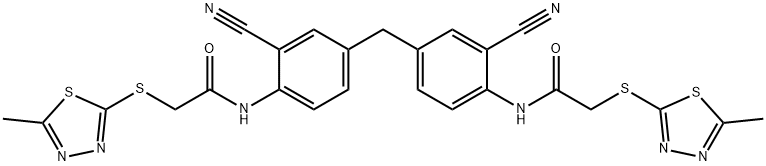 N,N'-[methanediylbis(2-cyanobenzene-4,1-diyl)]bis{2-[(5-methyl-1,3,4-thiadiazol-2-yl)sulfanyl]acetamide} Struktur