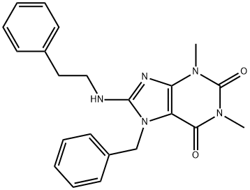 7-benzyl-1,3-dimethyl-8-(phenethylamino)-3,7-dihydro-1H-purine-2,6-dione Struktur