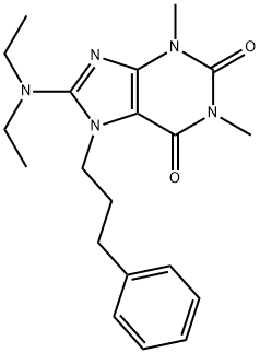 8-(diethylamino)-1,3-dimethyl-7-(3-phenylpropyl)-3,7-dihydro-1H-purine-2,6-dione Struktur