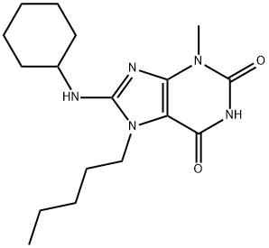 8-(cyclohexylamino)-3-methyl-7-pentyl-3,7-dihydro-1H-purine-2,6-dione Struktur