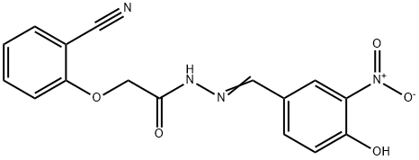 (2-Cyano-phenoxy)-acetic acid (4-hydroxy-3-nitro-benzylidene)-hydrazide Structure