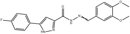 (E)-N-(3,4-dimethoxybenzylidene)-3-(4-fluorophenyl)-1H-pyrazole-5-carbohydrazide Struktur