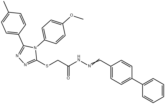 N'-[(Z)-biphenyl-4-ylmethylidene]-2-{[4-(4-methoxyphenyl)-5-(4-methylphenyl)-4H-1,2,4-triazol-3-yl]sulfanyl}acetohydrazide Struktur