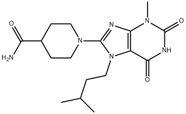1-(7-isopentyl-3-methyl-2,6-dioxo-2,3,6,7-tetrahydro-1H-purin-8-yl)piperidine-4-carboxamide Struktur