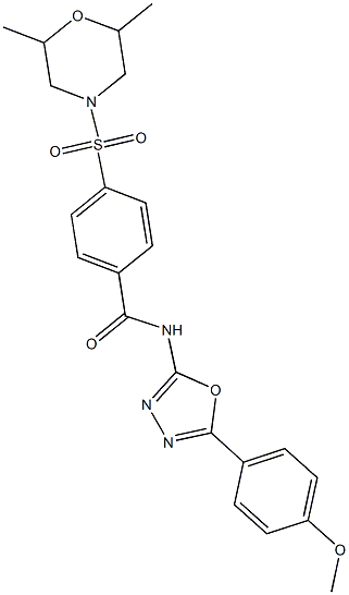 4-(2,6-dimethylmorpholin-4-yl)sulfonyl-N-[5-(4-methoxyphenyl)-1,3,4-oxadiazol-2-yl]benzamide Struktur