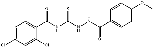 2,4-dichloro-N-{[2-(4-methoxybenzoyl)hydrazino]carbonothioyl}benzamide Struktur