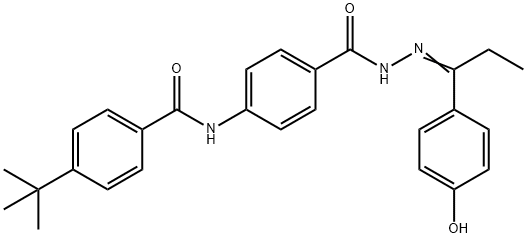 4-tert-butyl-N-[4-({2-[1-(4-hydroxyphenyl)propylidene]hydrazino}carbonyl)phenyl]benzamide Struktur