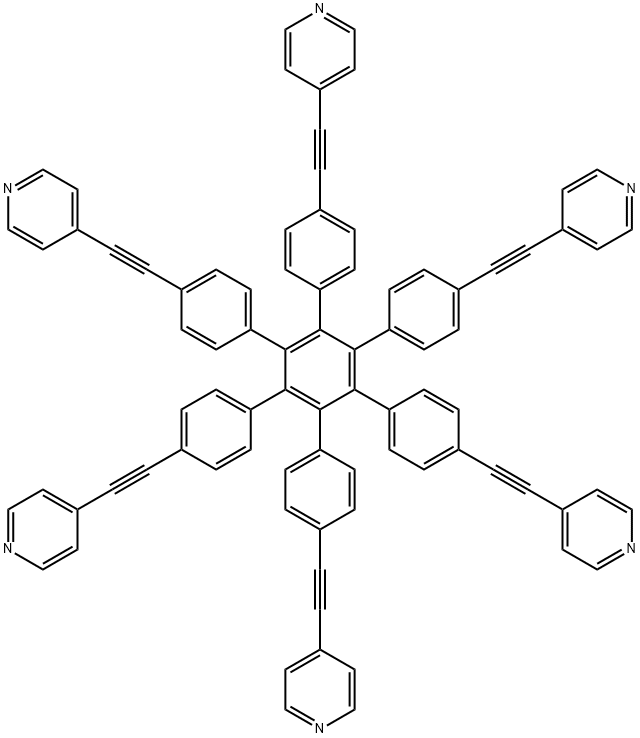 4,4'-((3',4',5',6'-tetrakis(4-(pyridin-4-ylethynyl)phenyl)-[1,1':2',1''-terphenyl]-4,4''-diyl)bis(ethyne-2,1-diyl))dipyridine Struktur