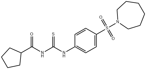 N-({[4-(1-azepanylsulfonyl)phenyl]amino}carbonothioyl)cyclopentanecarboxamide Struktur