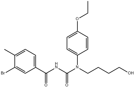 3-bromo-N-{[(4-ethoxyphenyl)(4-hydroxybutyl)amino]carbonyl}-4-methylbenzamide Struktur