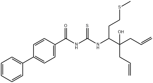 N-[({2-allyl-2-hydroxy-1-[2-(methylsulfanyl)ethyl]-4-penten-1-yl}amino)carbonothioyl]-4-biphenylcarboxamide Struktur